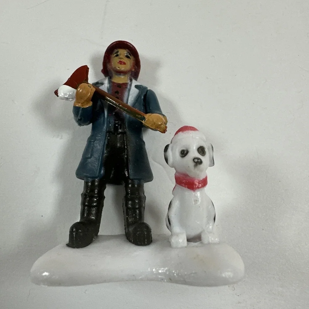 Miniature Winter Village Fireman‎ And Dog